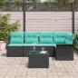 Preview: Gartensofa-set mit Kissen 6 pcs Schwarz Poly-Rattan