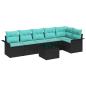 Preview: Gartensofa-set mit Kissen 7 pcs Schwarz Poly-Rattan