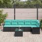 Preview: Gartensofa-set mit Kissen 7 pcs Schwarz Poly-Rattan