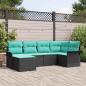 Preview: ARDEBO.de - Gartensofa-set mit Kissen 6 pcs Schwarz Poly-Rattan