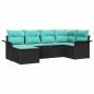 Preview: Gartensofa-set mit Kissen 6 pcs Schwarz Poly-Rattan