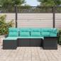 Preview: Gartensofa-set mit Kissen 6 pcs Schwarz Poly-Rattan
