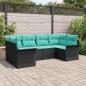 Preview: ARDEBO.de - Garten-Sofa-Set mit Kissen 6 pcs Schwarz Poly Rattan