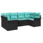 Preview: Garten-Sofa-Set mit Kissen 6 pcs Schwarz Poly Rattan
