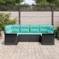 Preview: Garten-Sofa-Set mit Kissen 6 pcs Schwarz Poly Rattan