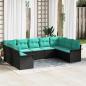 Preview: ARDEBO.de - Gartensofa-set mit Kissen 9 pcs Schwarz Poly-Rattan