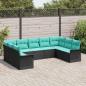 Preview: Gartensofa-set mit Kissen 9 pcs Schwarz Poly-Rattan
