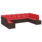 Preview: Gartensofa-set mit Kissen 10 pcs Braun Poly-Rattan