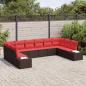 Preview: Gartensofa-set mit Kissen 10 pcs Braun Poly-Rattan