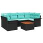 Preview: Gartensofa-set mit Kissen 7 pcs Schwarz Poly-Rattan