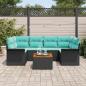 Preview: Gartensofa-set mit Kissen 7 pcs Schwarz Poly-Rattan