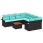 Preview: Gartensofa-set mit Kissen 9 pcs Schwarz Poly-Rattan