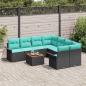 Preview: Gartensofa-set mit Kissen 9 pcs Schwarz Poly-Rattan