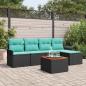 Preview: ARDEBO.de - Gartensofa-set mit Kissen 6 pcs Schwarz Poly-Rattan