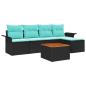 Preview: Gartensofa-set mit Kissen 6 pcs Schwarz Poly-Rattan