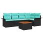 Preview: Gartensofa-set mit Kissen 6 pcs Schwarz Poly-Rattan