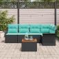 Preview: Gartensofa-set mit Kissen 6 pcs Schwarz Poly-Rattan