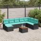 Preview: ARDEBO.de - Gartensofa-set mit Kissen 9 pcs Schwarz Poly-Rattan
