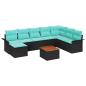 Preview: Gartensofa-set mit Kissen 9 pcs Schwarz Poly-Rattan