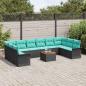 Preview: Gartensofa-set mit Kissen 11 pcs Schwarz Poly-Rattan