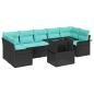 Preview: Garten-Sofa-Set mit Kissen 8 pcs Schwarz Poly Rattan
