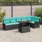 Preview: ARDEBO.de - Gartensofa-set mit Kissen 7 pcs Schwarz Poly-Rattan