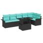 Preview: Gartensofa-set mit Kissen 7 pcs Schwarz Poly-Rattan
