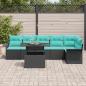 Preview: Gartensofa-set mit Kissen 7 pcs Schwarz Poly-Rattan