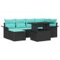 Preview: Gartensofa-set mit Kissen 7 pcs Schwarz Poly-Rattan