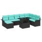 Preview: Gartensofa-set mit Kissen 9 pcs Schwarz Poly-Rattan