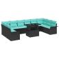 Preview: Sofa Set mit Kissen 11 pcs Schwarz Poly-Rattan