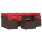 Preview: Gartensofa-set mit Kissen 7 pcs Braun Poly-Rattan