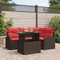 Preview: ARDEBO.de - Gartensofa-set mit Speicher 5 pcs Braun und Rot Poly-Rattan