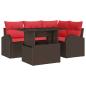 Preview: Gartensofa-set mit Speicher 5 pcs Braun und Rot Poly-Rattan