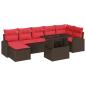 Preview: Garten-Sofa-Set mit Kissen 8 pcs Braun und Rot