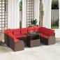 Preview: ARDEBO.de - Gartensofa-set mit Speicher mit Kissen 10 pcs Braun Poly-Rattan