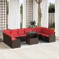 Preview: ARDEBO.de - Gartensofa-set mit Speicher mit Kissen 11 pcs Braun Poly-Rattan
