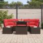 Preview: Sofa Set mit Kissen 7 pcs Braun und Rot Poly-Rattan