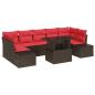 Preview: Gartensofa-set mit Kissen 8 pcs Braun und Rot Poly-Rattan
