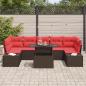Preview: Gartensofa-set mit Kissen 8 pcs Braun und Rot Poly-Rattan
