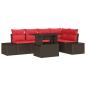 Preview: Garten-Sofa-Set mit Kissen mit Speicher 6 pcs Braun und Rot
