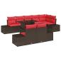 Preview: Gartensofa-set mit Kissen 9 pcs Braun und Rot Poly-Rattan