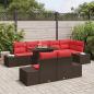 Preview: Gartensofa-set mit Kissen 9 pcs Braun und Rot Poly-Rattan