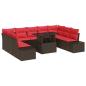 Preview: Gartensofa-set 10 stk. Braun und Rot Poly-Rattan