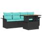 Preview: Garten-Sofa-Set mit Kissen 5 pcs Schwarz und blau