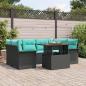 Preview: ARDEBO.de - Garten-Sofa-Set mit Kissen 7 pcs Schwarz und blau