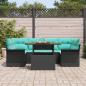 Preview: Garten-Sofa-Set mit Kissen 7 pcs Schwarz und blau