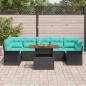 Preview: Gartensofa-set mit Kissen 8 pcs Schwarz und Blau Poly-Rattan