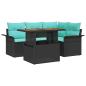 Preview: Garten-Sofa-Set mit Kissen mit Speicher 5 pcs Schwarz und blau