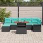 Preview: Gartensofa-set mit Kissen 8 pcs Schwarz und Blau Poly-Rattan